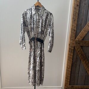 ZARA SNAKE PRINT BELTED MAXI DRESS